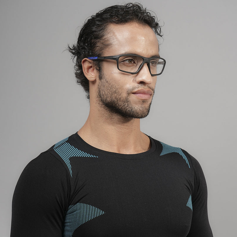 Voyage Active Black Rectangle Eyeglasses for Men & Women - MG5661-C3