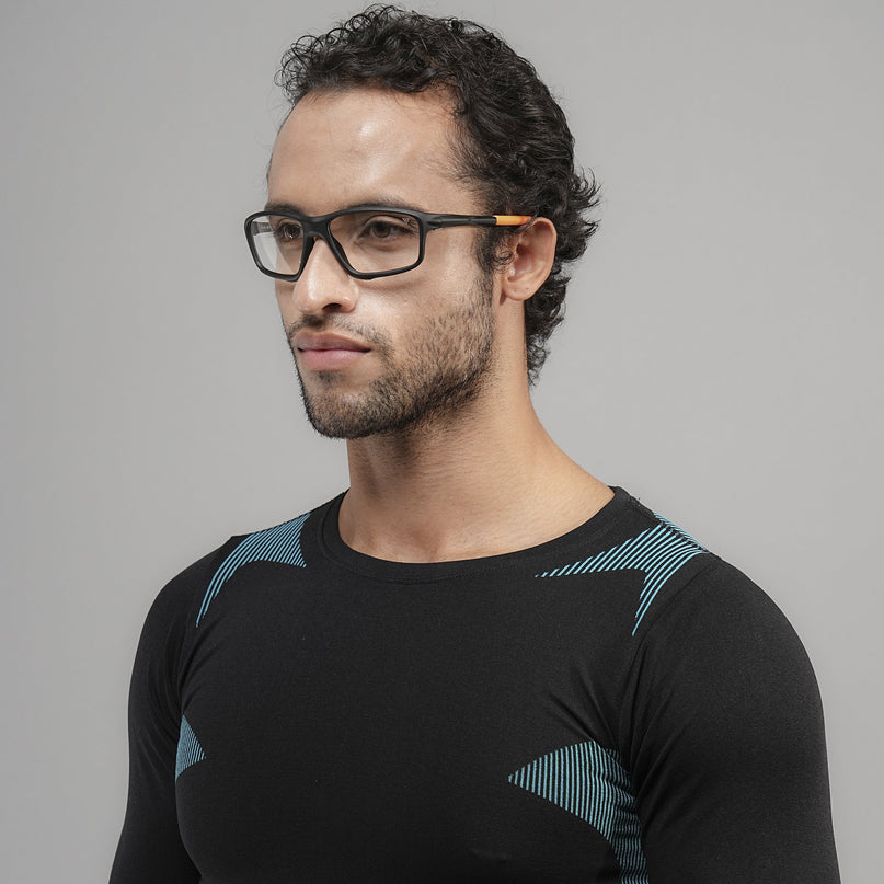 Voyage Active Black Rectangle Eyeglasses for Men & Women - MG5664-C6