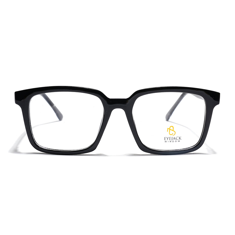 Eyejack Shine Black Rectangle Eyeglasses for Men & Women (668801FCL2316)