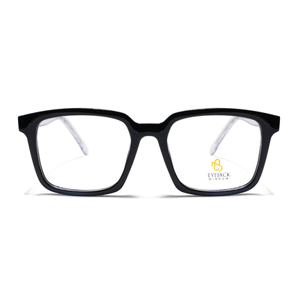 Eyejack Shine Black Rectangle Eyeglasses for Men & Women (668801FCL2317)