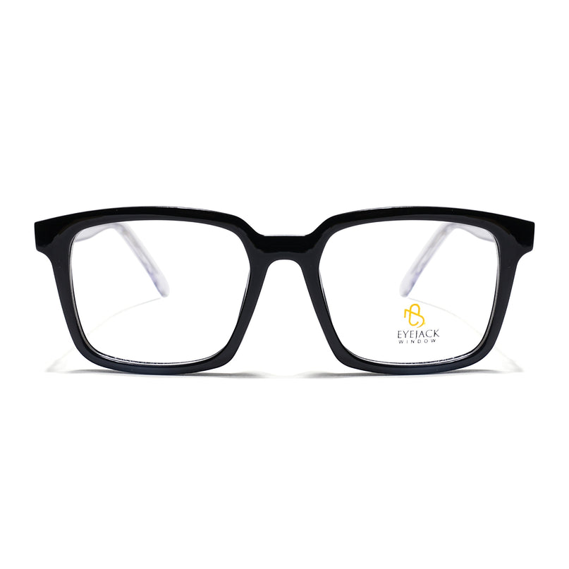 Eyejack Shine Black Rectangle Eyeglasses for Men & Women (668801FCL2317)