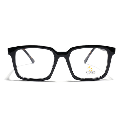 Eyejack Shine Black Rectangle Eyeglasses for Men & Women (668801FCL2318)