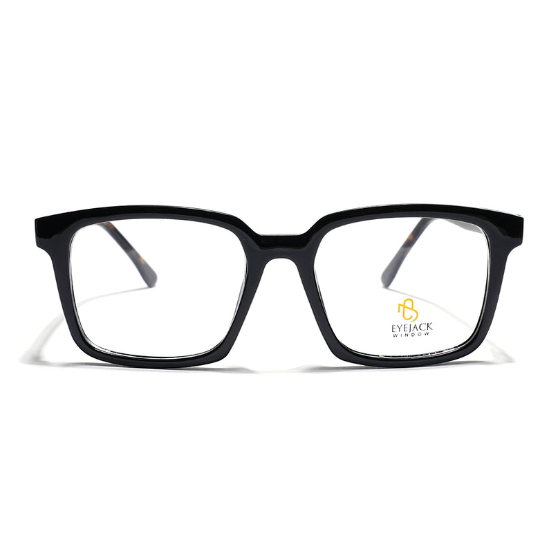 Eyejack Shine Black Rectangle Eyeglasses for Men & Women (668801FCL2318)