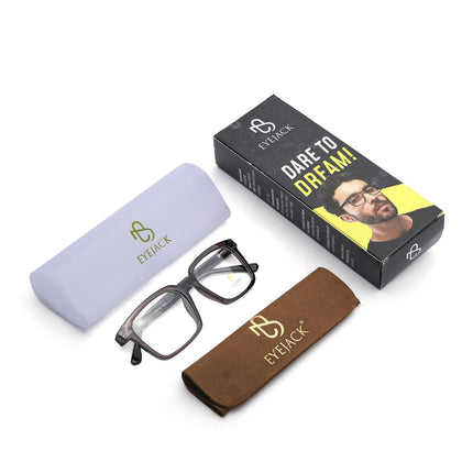 Eyejack Grey Rectangle Eyeglasses for Men & Women (668801FCL2319)