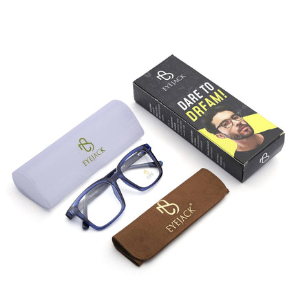 Eyejack Navy Blue Rectangle Eyeglasses for Men & Women (668801FCL2322)