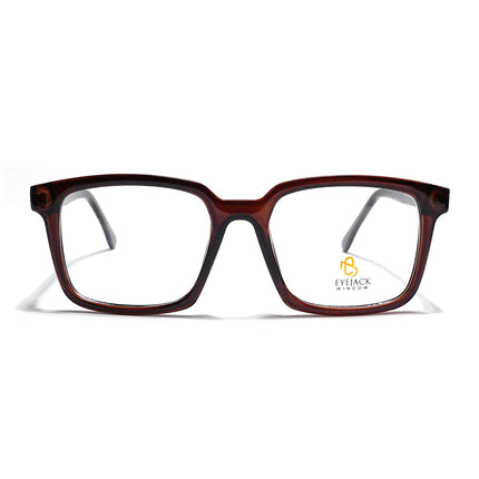 Eyejack Brown Rectangle Eyeglasses for Men & Women (668801FCL2324)