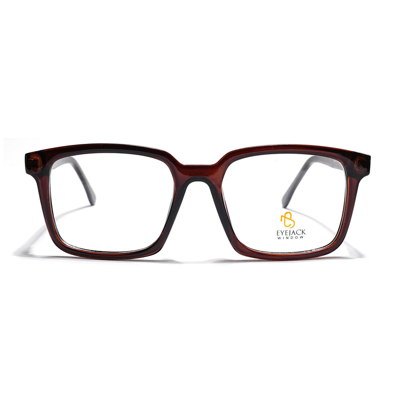 Eyejack Brown Rectangle Eyeglasses for Men & Women (668801FCL2324)