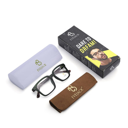 Eyejack Green Rectangle Eyeglasses for Men & Women (668801FCL2325)
