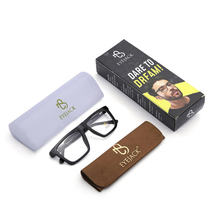 Eyejack Shine Black Wayfarer Eyeglasses for Men & Women (668802FCL2328)