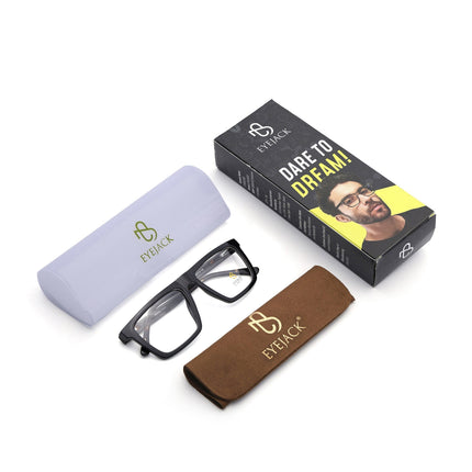 Eyejack Shine Black Wayfarer Eyeglasses for Men & Women (668802FCL2330)
