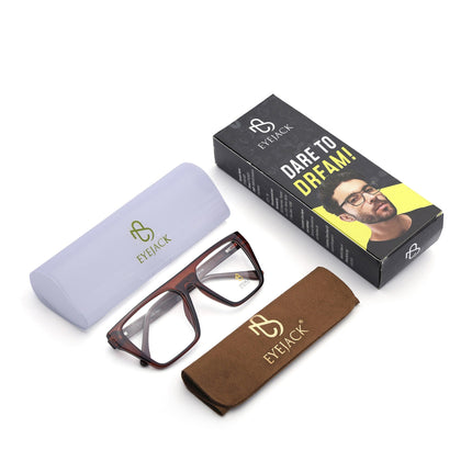 Eyejack Brown Wayfarer Eyeglasses for Men & Women (668804FCL2360)