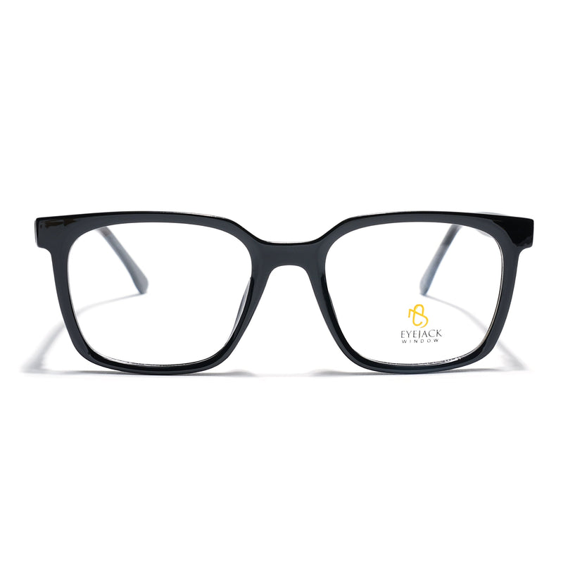Eyejack Shine Black Square Eyeglasses for Men & Women (668805FCL2364)