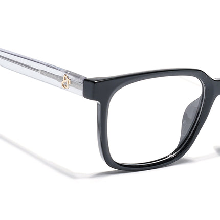 Eyejack Shine Black Square Eyeglasses for Men & Women (668805FCL2365)