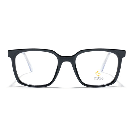 Eyejack Shine Black Square Eyeglasses for Men & Women (668805FCL2365)