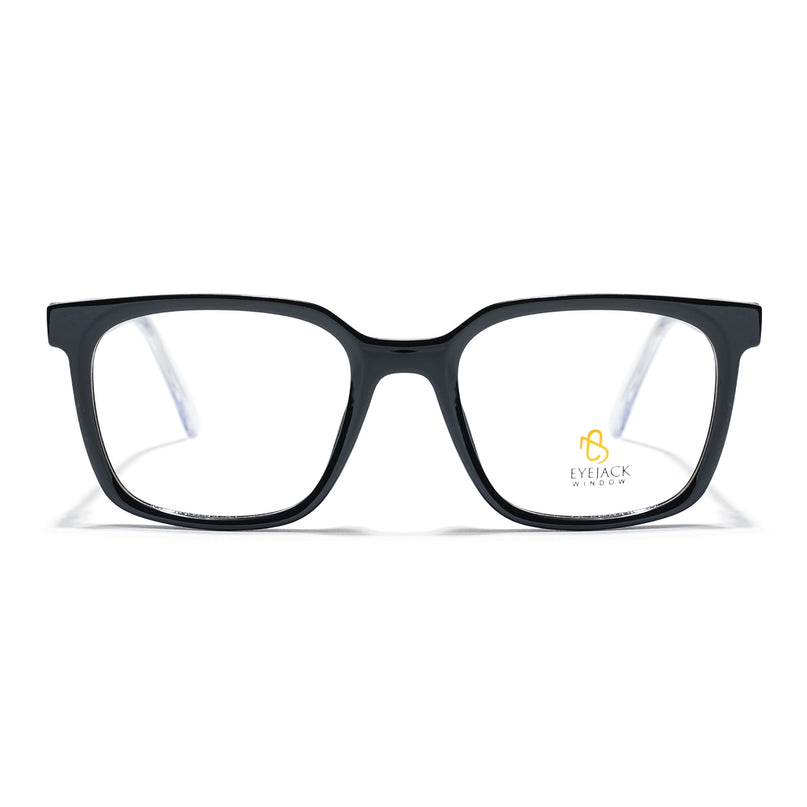 Eyejack Shine Black Square Eyeglasses for Men & Women (668805FCL2365)
