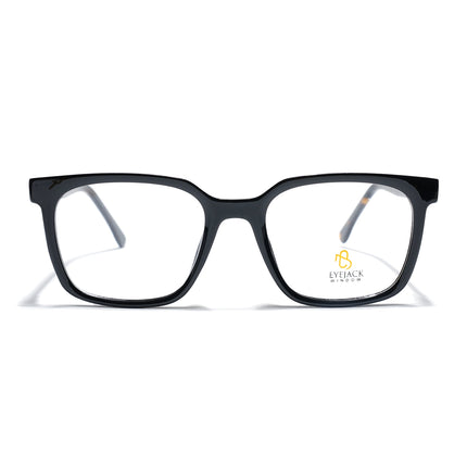Eyejack Shine Black Square Eyeglasses for Men & Women (668805FCL2366)