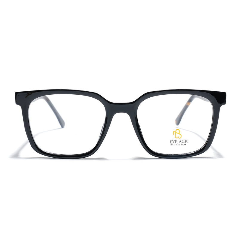 Eyejack Shine Black Square Eyeglasses for Men & Women (668805FCL2366)