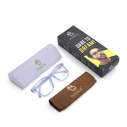 Eyejack Light Blue Square Eyeglasses for Men & Women (668805FCL2371)