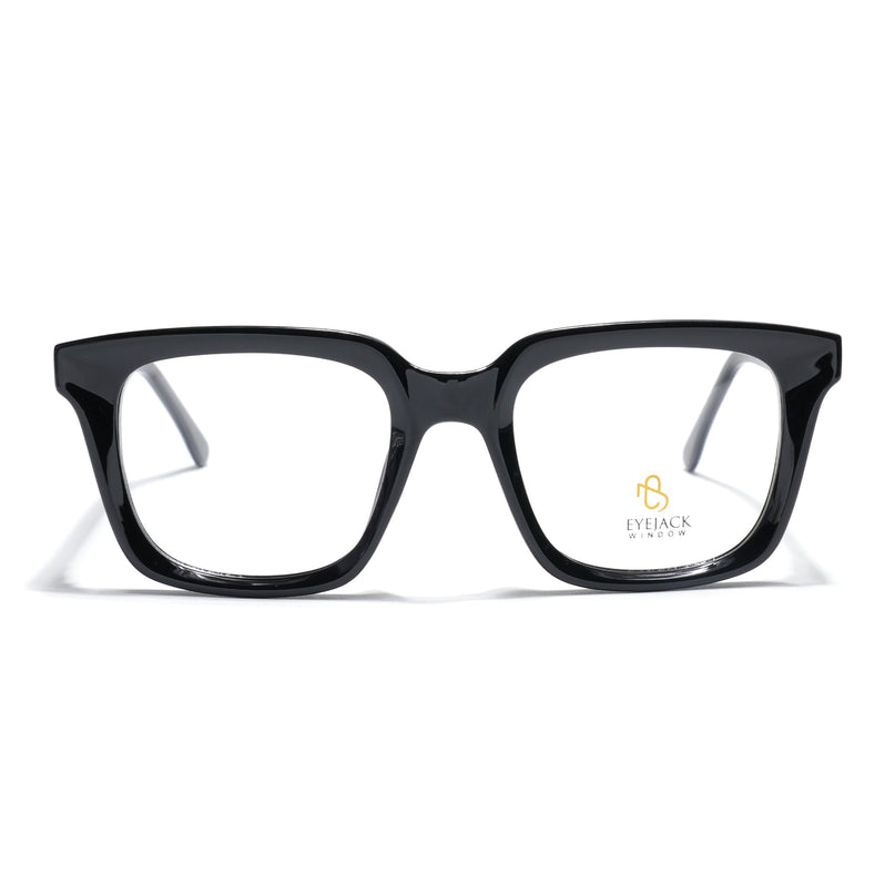 Eyejack Shine Black Square Eyeglasses for Men & Women (668806FCL2376)