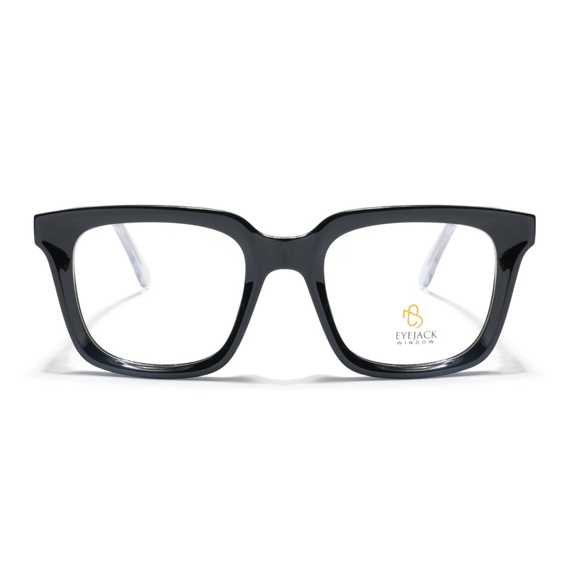 Eyejack Shine Black Square Eyeglasses for Men & Women (668806FCL2377)