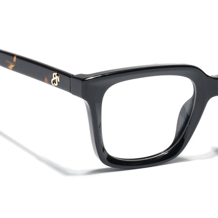 Eyejack Shine Black Square Eyeglasses for Men & Women (668806FCL2378)