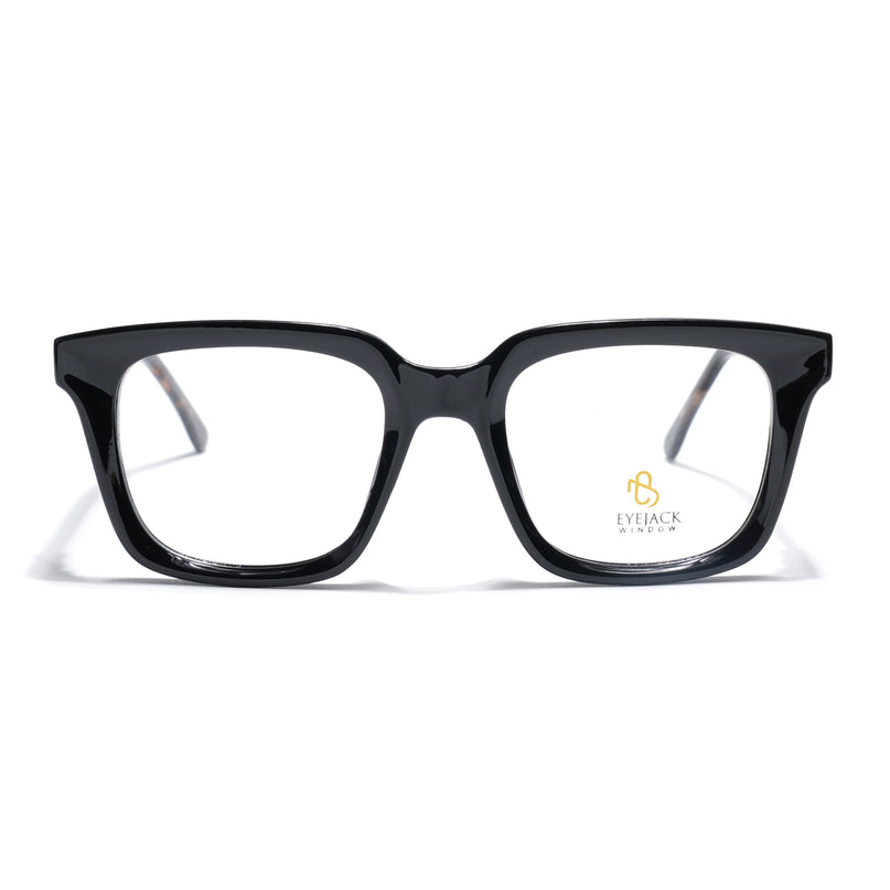 Eyejack Shine Black Square Eyeglasses for Men & Women (668806FCL2378)