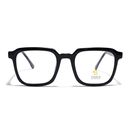 Eyejack Shine Black Square Eyeglasses for Men & Women (668807FCL2388)
