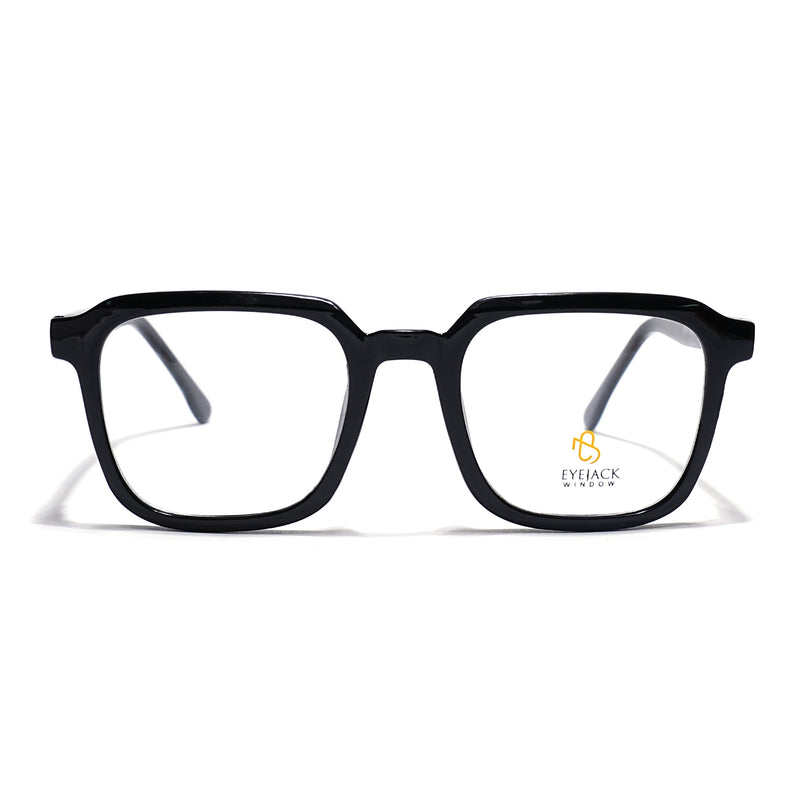Eyejack Shine Black Square Eyeglasses for Men & Women (668807FCL2388)