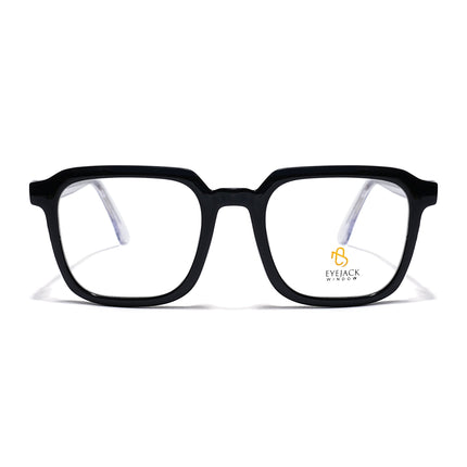 Eyejack Shine Black Square Eyeglasses for Men & Women (668807FCL2389)