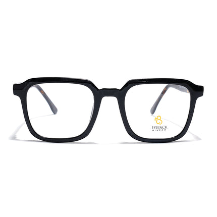 Eyejack Shine Black Square Eyeglasses for Men & Women (668807FCL2390)