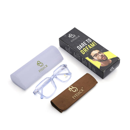 Eyejack Light Blue Square Eyeglasses for Men & Women (668807FCL2395)