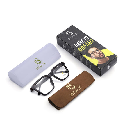 Eyejack Grey Wayfarer Eyeglasses for Men & Women (668808FCL2403)