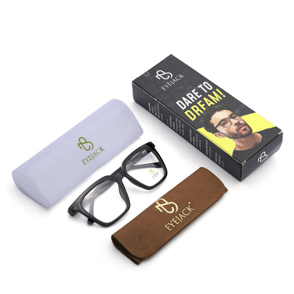 Eyejack Grey Wayfarer Eyeglasses for Men & Women (668808FCL2404)