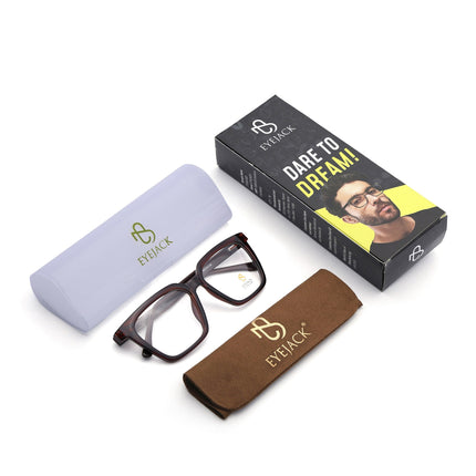 Eyejack Brown Wayfarer Eyeglasses for Men & Women (668808FCL2408)
