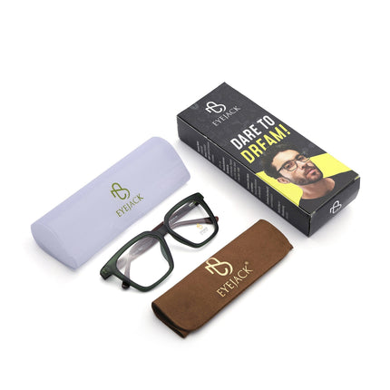 Eyejack Green Wayfarer Eyeglasses for Men & Women (668808FCL2409)