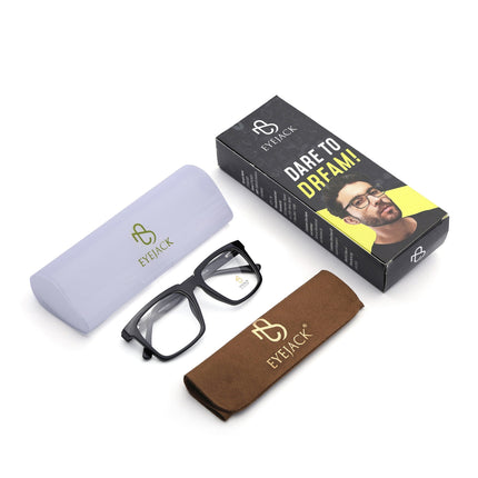 Eyejack Shine Black Wayfarer Eyeglasses for Men & Women (668809FCL2412)