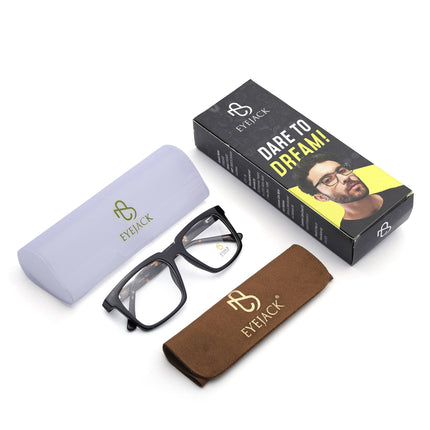 Eyejack Shine Black Wayfarer Eyeglasses for Men & Women (668809FCL2414)