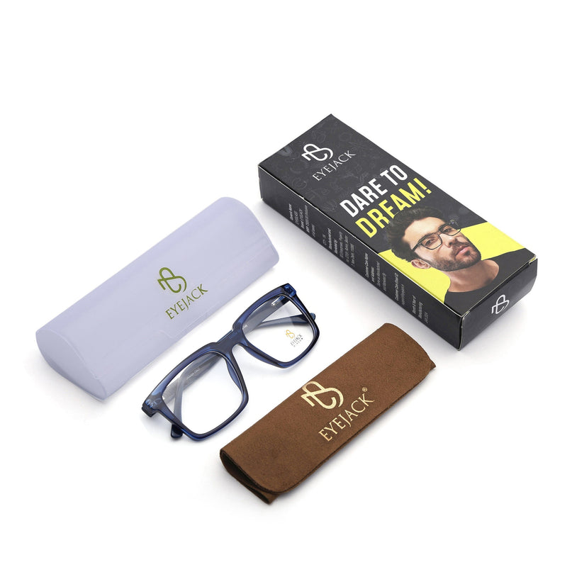 Eyejack Navy Blue Wayfarer Eyeglasses for Men & Women (668809FCL2418)