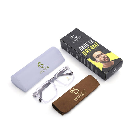 Eyejack Transparent Wayfarer Eyeglasses for Men & Women (668809FCL2422)
