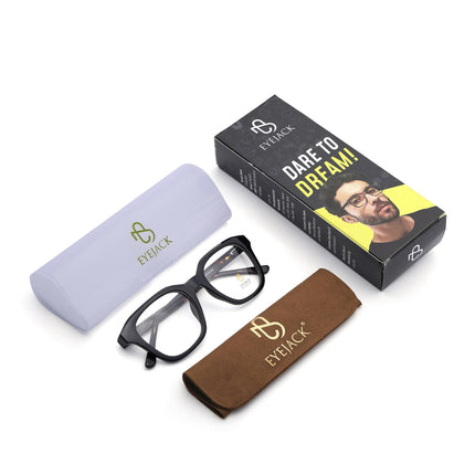 Eyejack Shine Black Wayfarer Eyeglasses for Men & Women (668810FCL2426)
