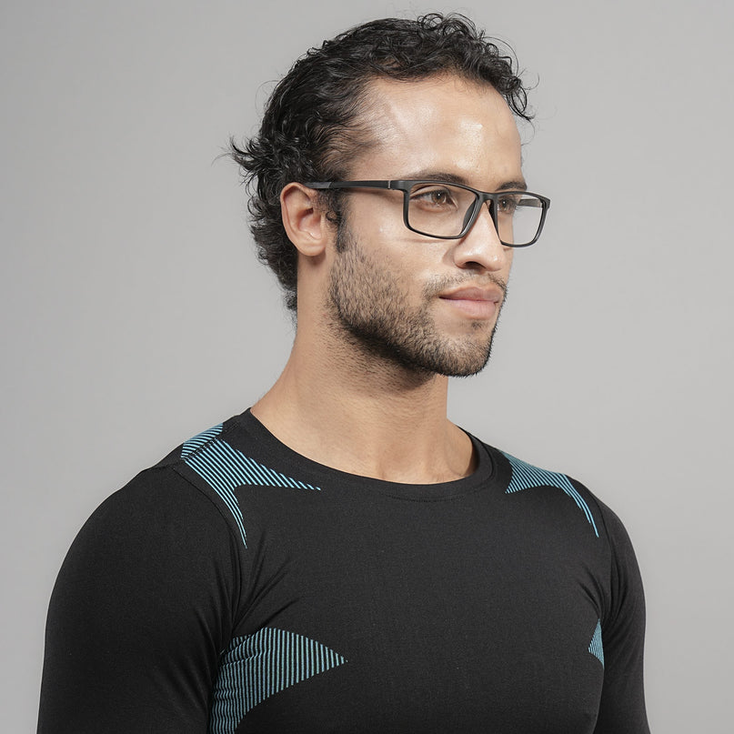 Voyage Active Black Square Eyeglasses for Men & Women - MG5666-C2