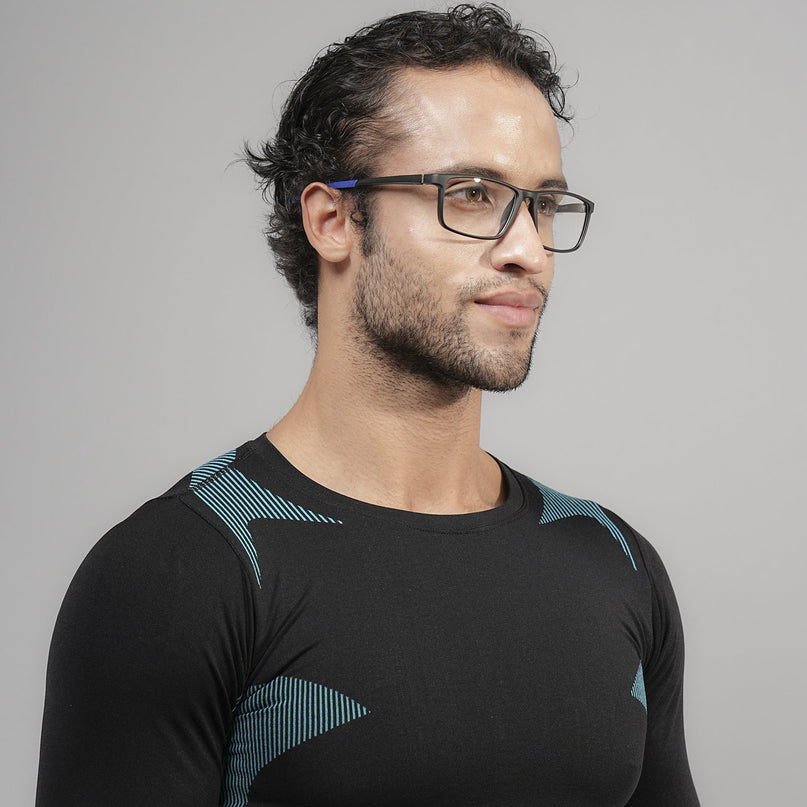 Voyage Active Black Square Eyeglasses for Men & Women - MG5667-C3