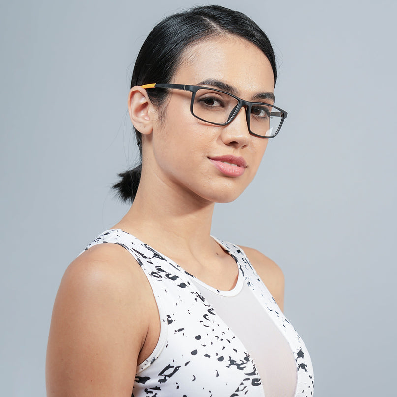 Voyage Active Black Square Eyeglasses for Men & Women - MG5670-C6