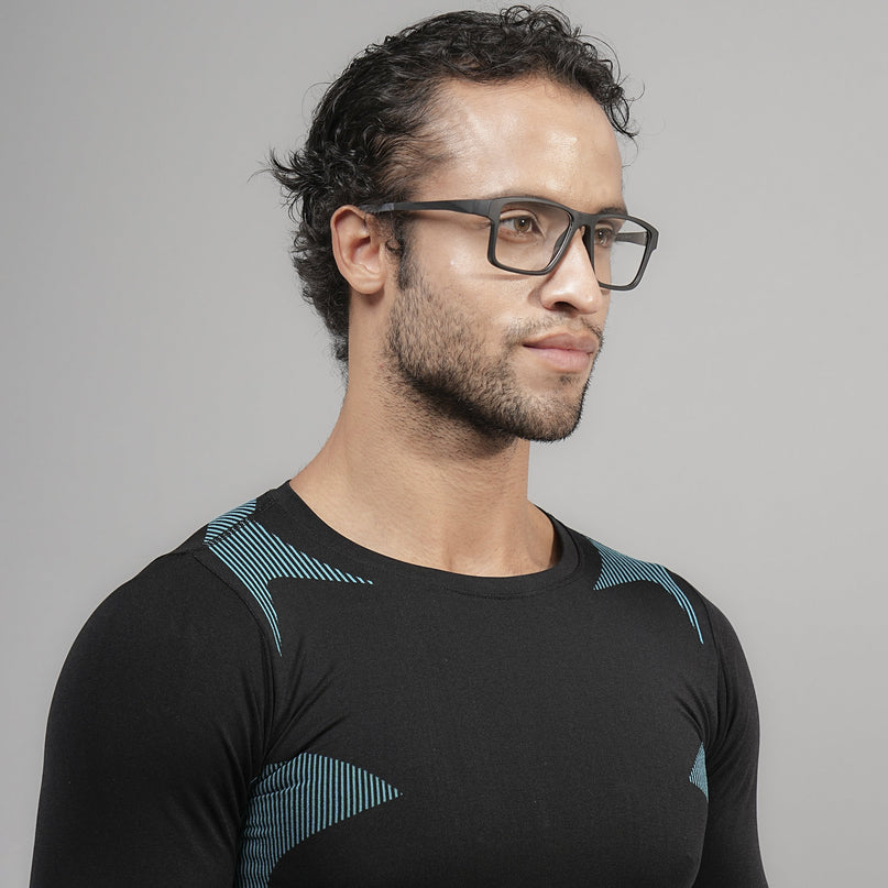 Voyage Active Black Square Eyeglasses for Men & Women - MG5672-C2