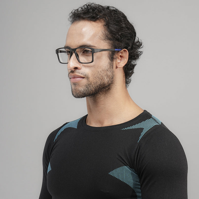 Voyage Active Black Square Eyeglasses for Men & Women - MG5673-C3