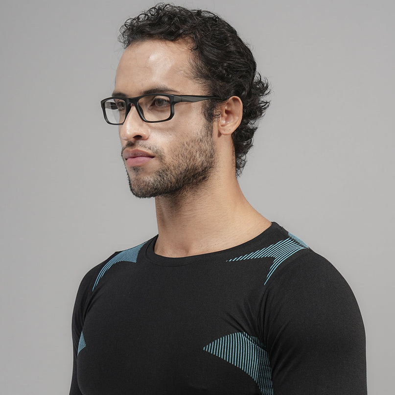 Voyage Active Black Rectangle Eyeglasses for Men & Women - MG5677-C1