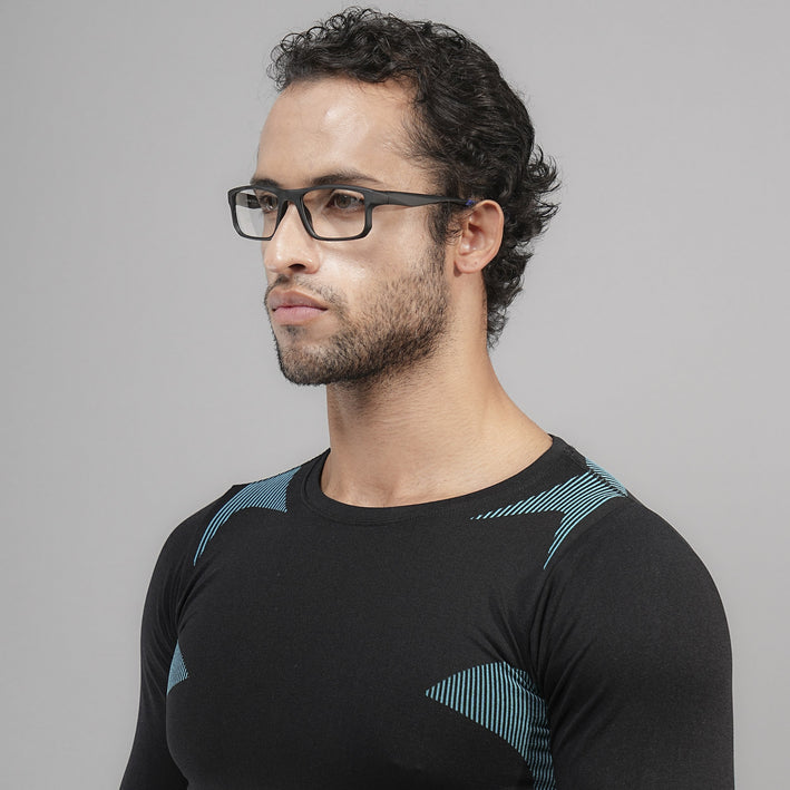 Voyage Active Black Rectangle Eyeglasses for Men & Women - MG5679-C3