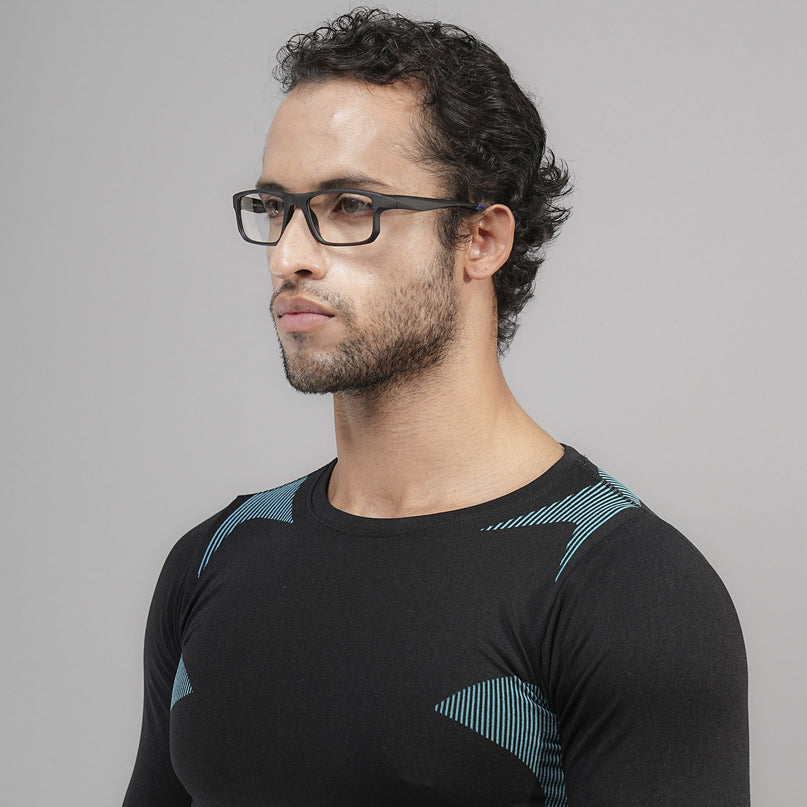 Voyage Active Black Rectangle Eyeglasses for Men & Women - MG5679-C3