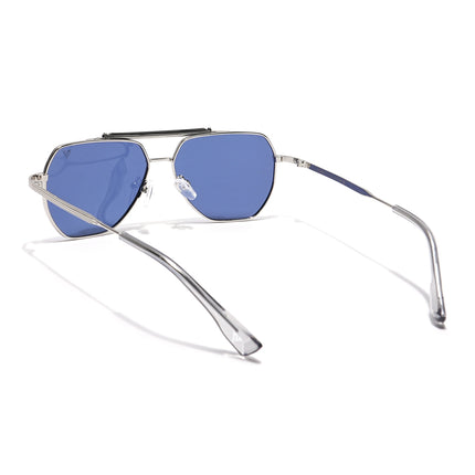 Voyage Select Wayfarer Polarized Sunglasses (Blue Lens | Silver Frame - SLPMG6289)