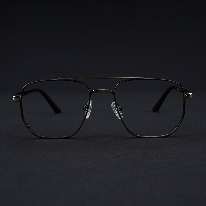 Voyage Silverline Matt Black & Golden Wayfarer Eyeglasses for Men & Women - MG5345-C1